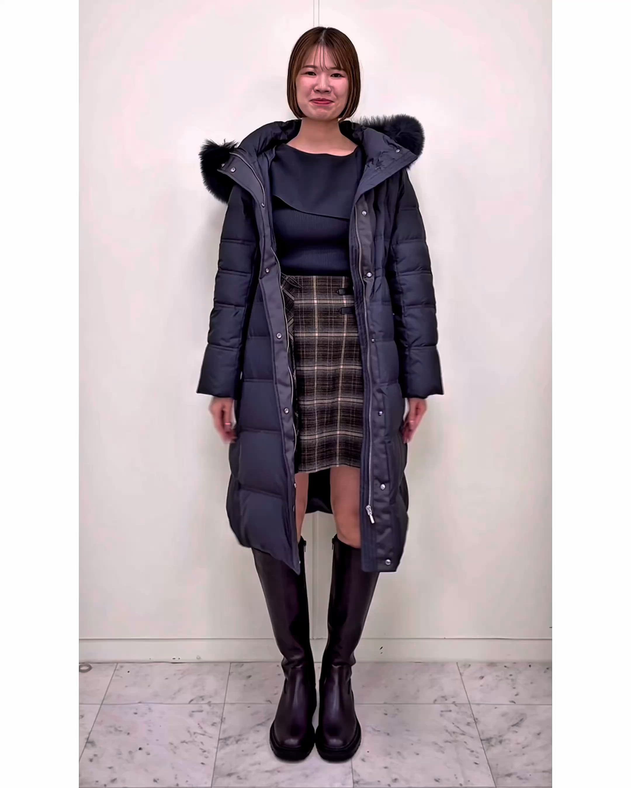 FOXファー付きプレミアムミドルロングダウン（ダウンジャケット/コート