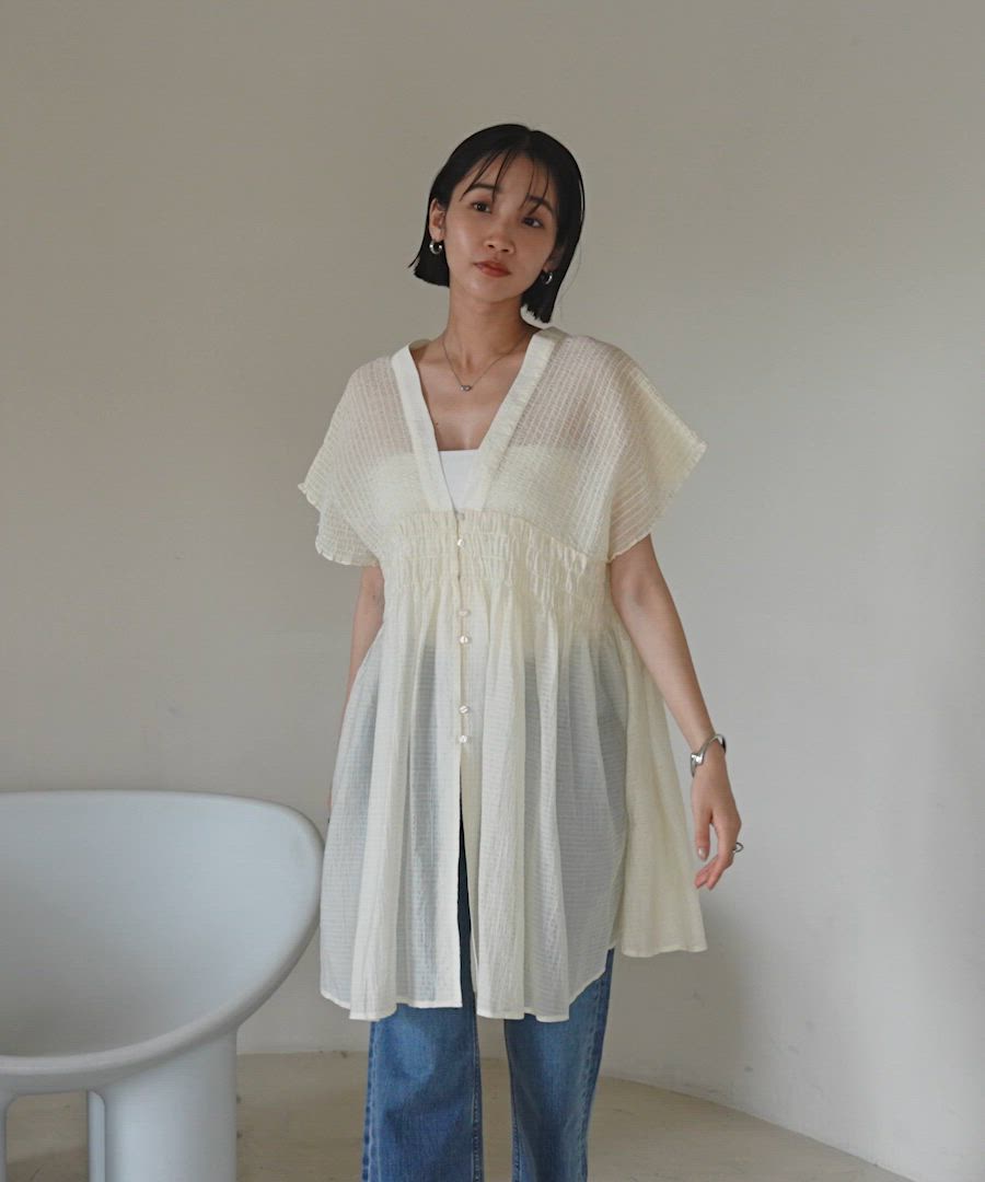 シャーリングチュニックフレンチスリーブ 581468（シャツ/ブラウス