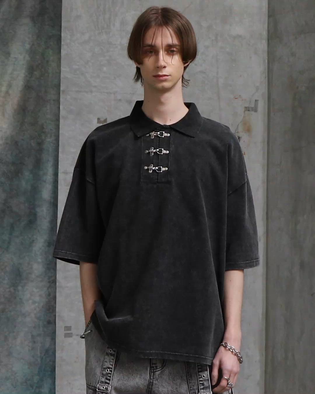 SERACE】Vintage like fireman short sleeve polo shirt