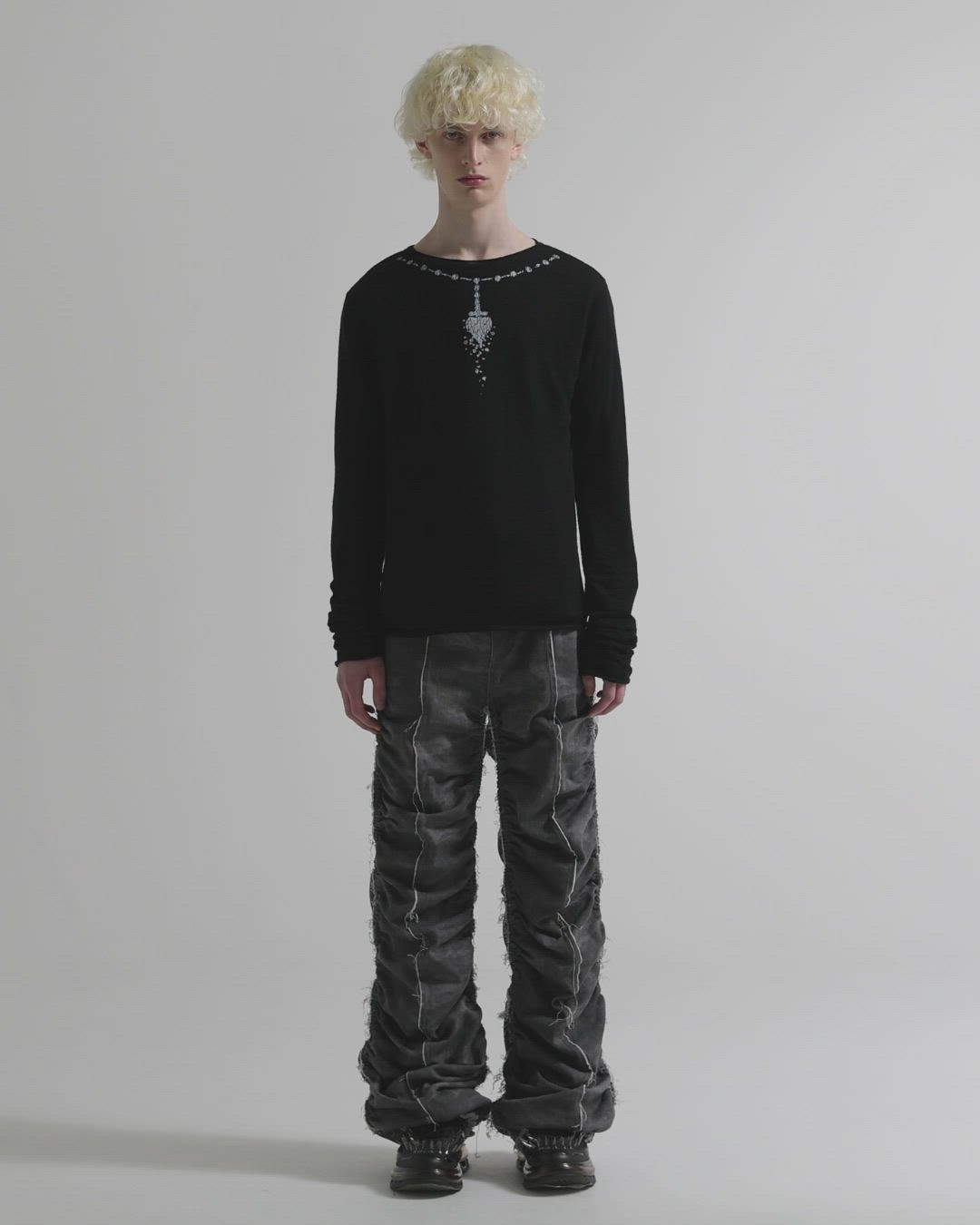GRANCY】Print Design Sheer Knit / プリントデザインシアーニット