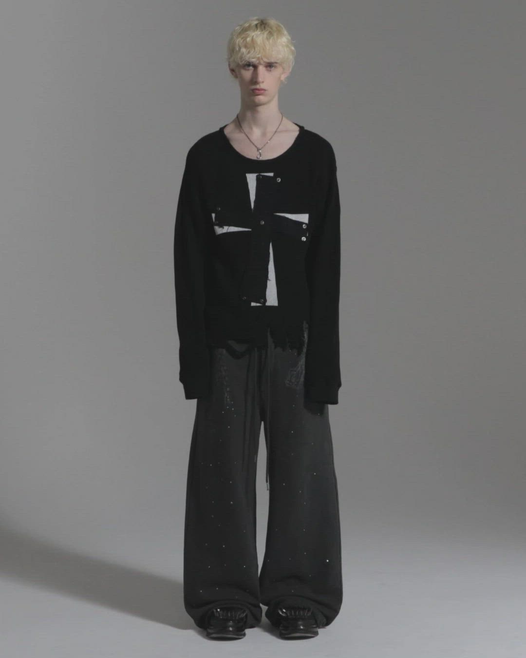 GRANCY】Cross Patch Damaged Thermal Longsleeve Tshirt / クロス