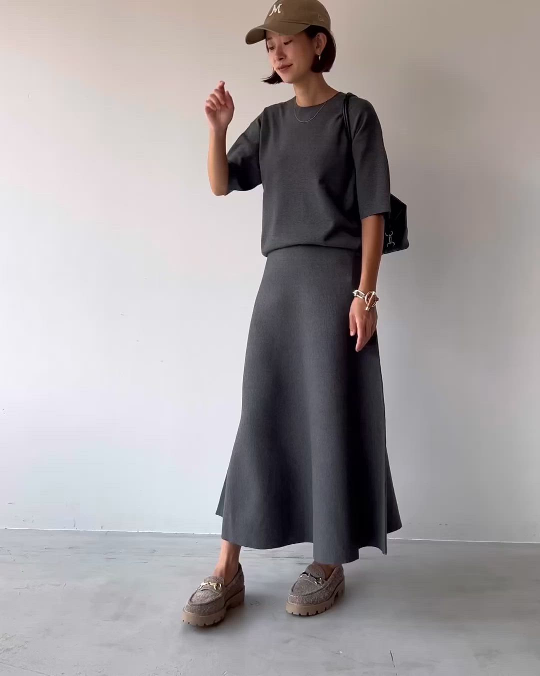 セール】ハーフミラノフレアニットスカート〈セットアップ対応