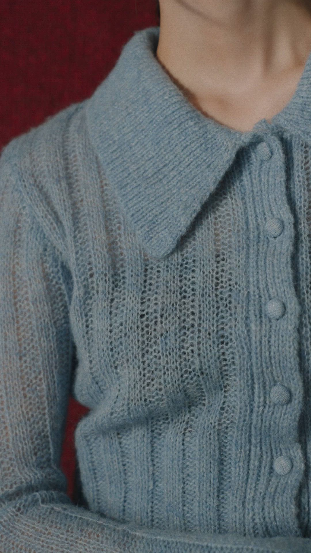 セール】カラーデザインシアーニットカーデプルオーバー（ニット