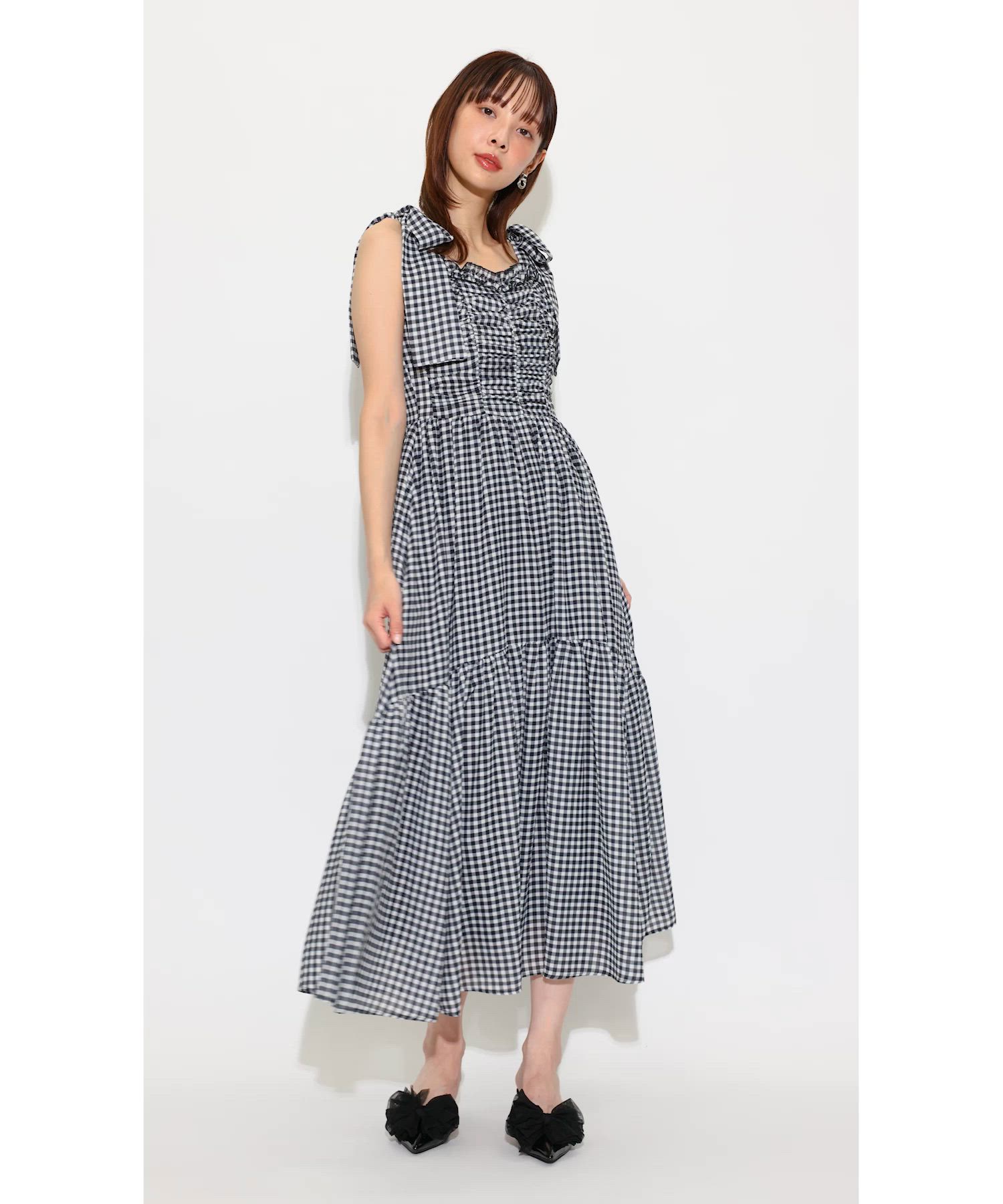 森香澄さん着用】リボンディティールティアードキャミワンピース 春服