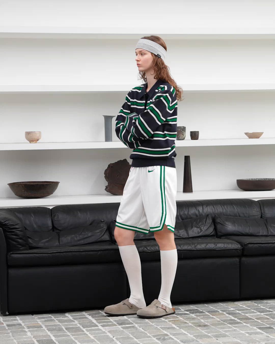 Multi Stripe Jacquard Knit Polo/マルチストライプジャガード