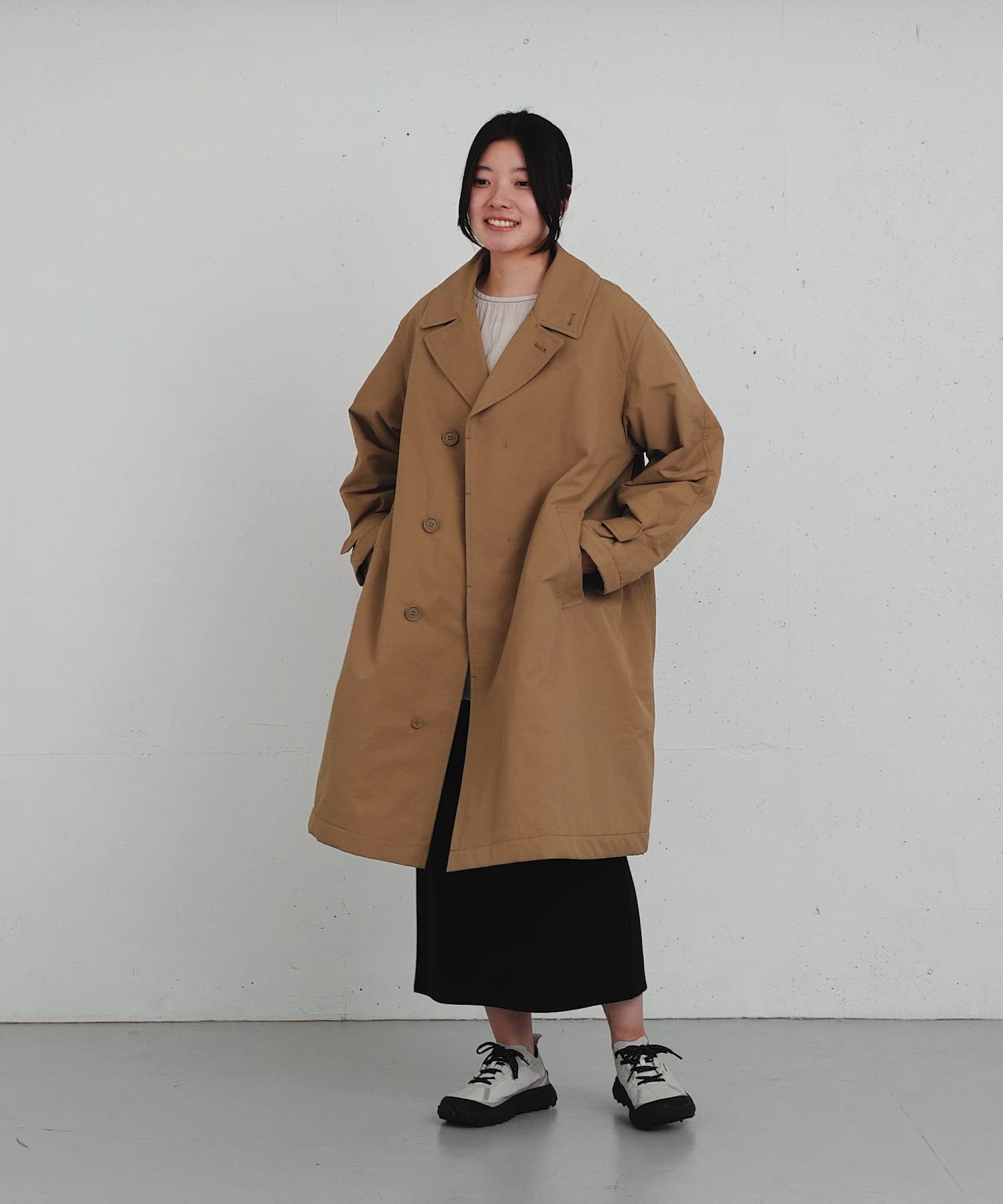 ✨美品✨定価2.7万 エカル 撥水中綿ステンカラーコート 24AW ベージュ EKAL（エカル） ステンカラーコート コート 撥水中綿ステンカラー