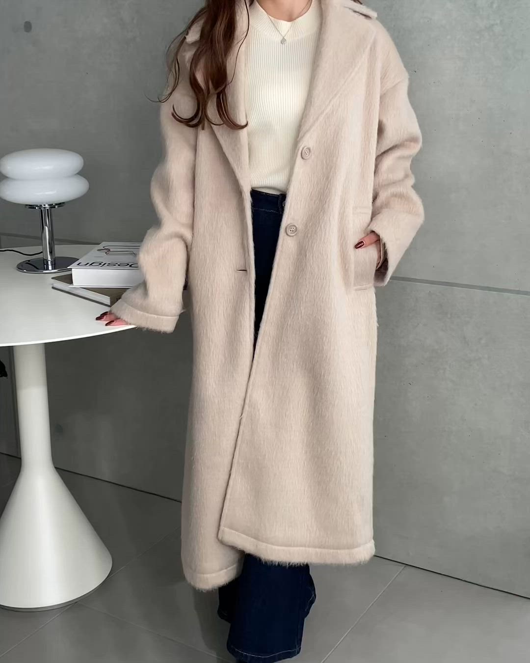 セール】ニットシャギーロングチェスターコート(シャギーコート