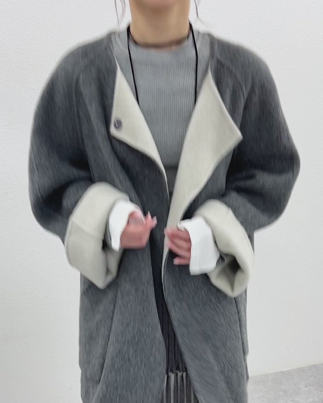 scarf double face wool coat /マフラー付きダブルフェイスウール