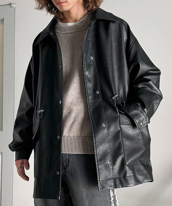 セール】洗練された抜け感を纏う。ヴィンテージ風フェイクレザー