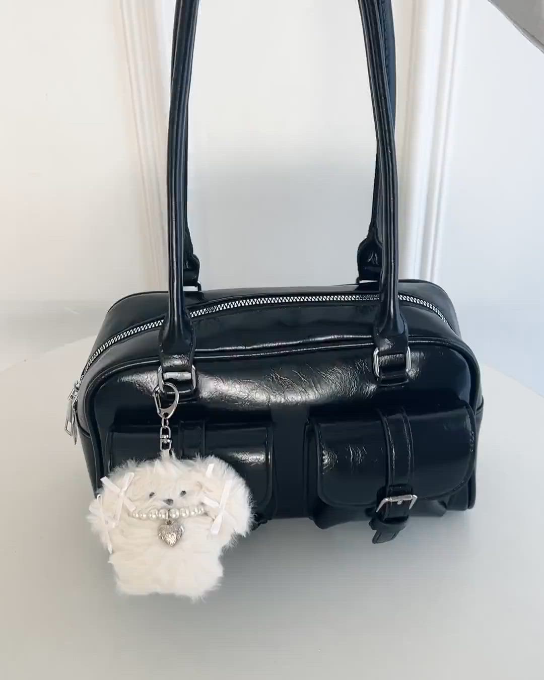 セール】ダブルポケットロングハンドルPUバッグ（ショルダーバッグ