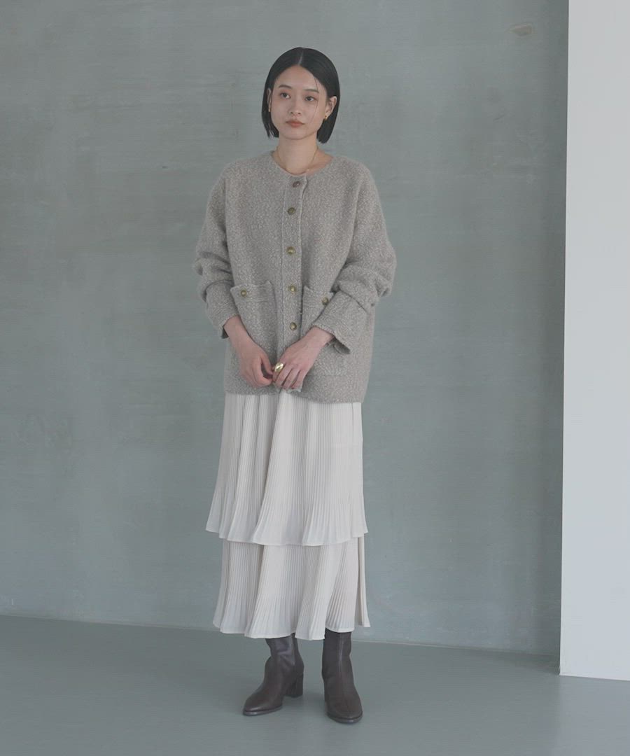 セール】【セットアップ対応】アンゴラウールツイードカーディガン