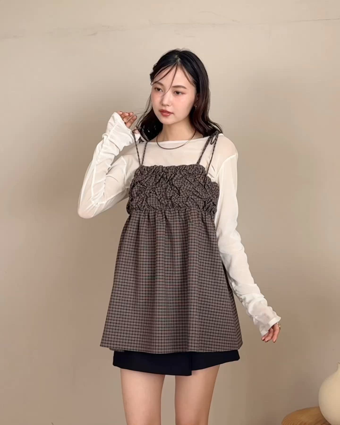 シャーリングデザインキャミチュニック（チュニック）｜hinari（ヒナリ