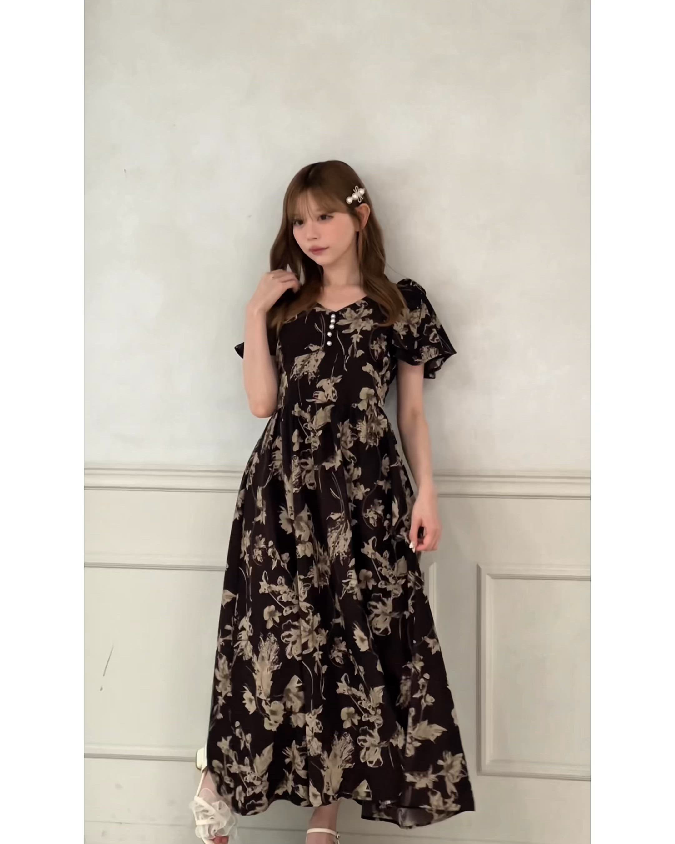 セール】肩リボン花柄ワンピース（ワンピース）｜apres jour（アプレ