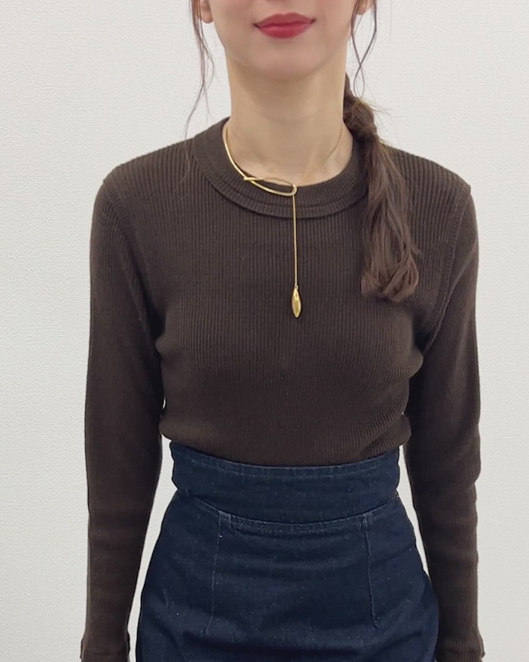 bicolor ribbed tight knit tops /バイカラー リブ ニット トップス