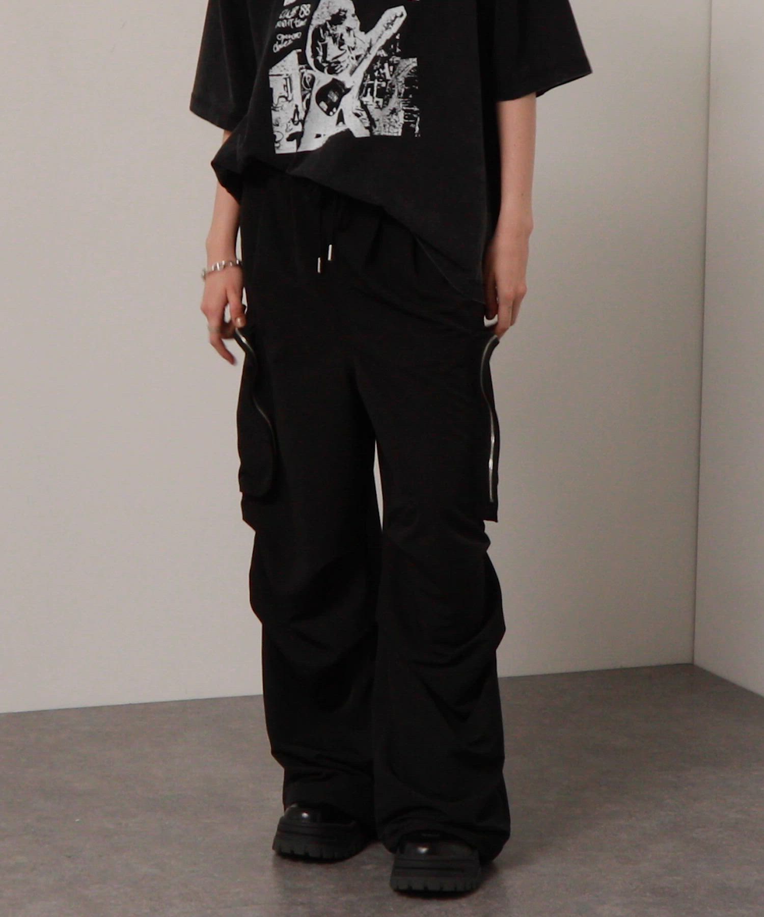 セール】【Alfred Alex】ルーズシルエットZIPポケットワイドカーゴ