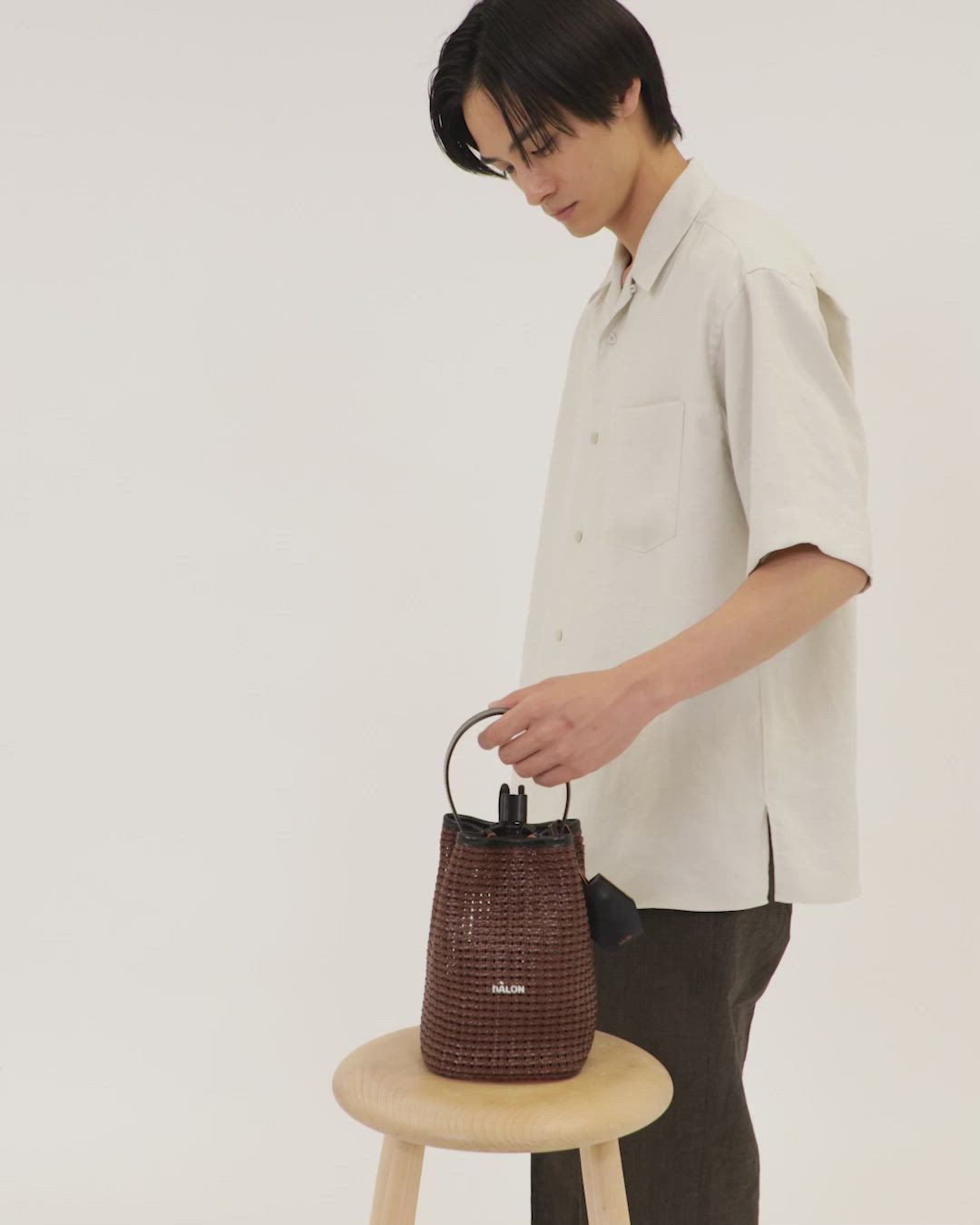 セール】＜hALON＞ウーブン メッシュ 巾着バッグ（ショルダーバッグ