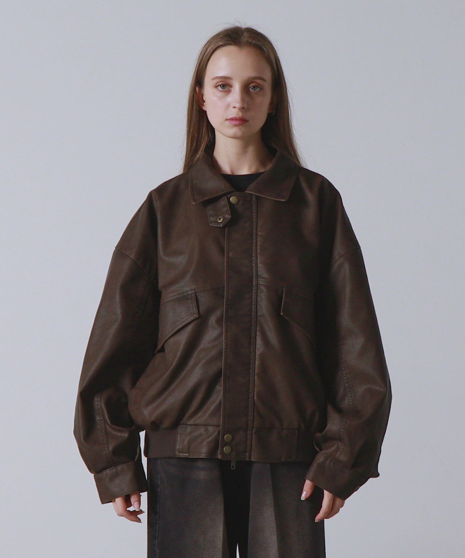 セール】【CLEL】Vintage Design Blouson/ヴィンテージデザイン合皮