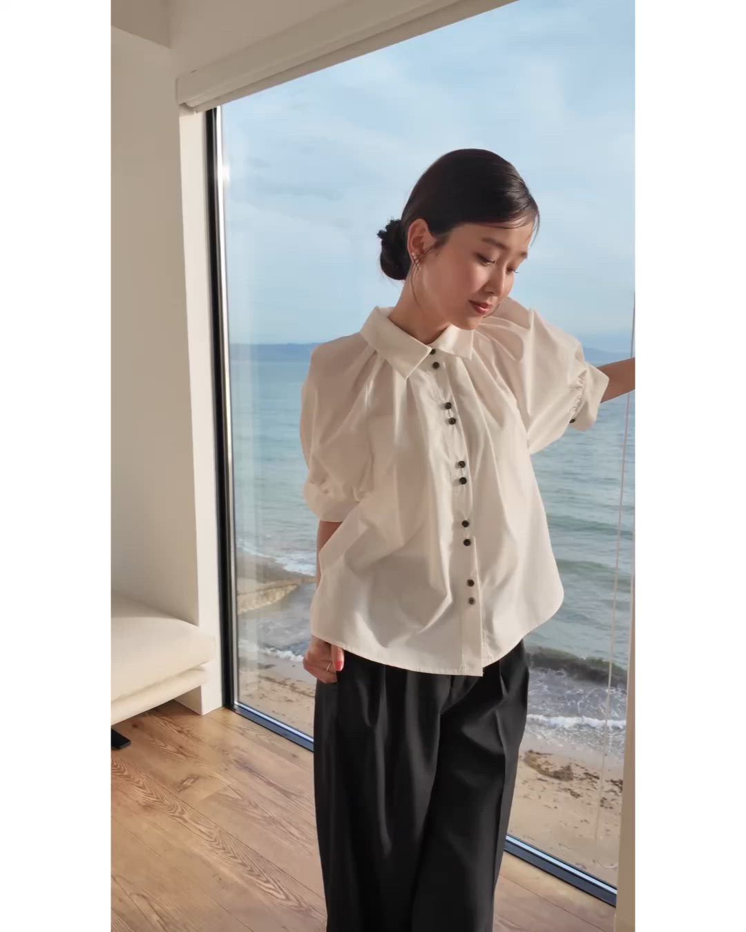 セール】洗える ストレッチ 2Set ｜ タック ギャザー シャツ / 綺麗