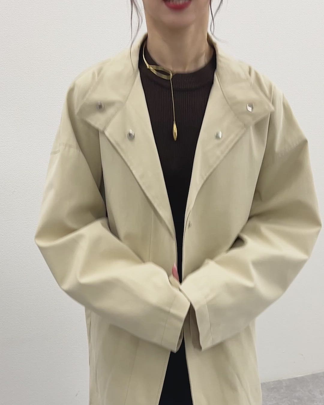 セール】stand neck drop shoulder jacket /スタンドネック ドロップ