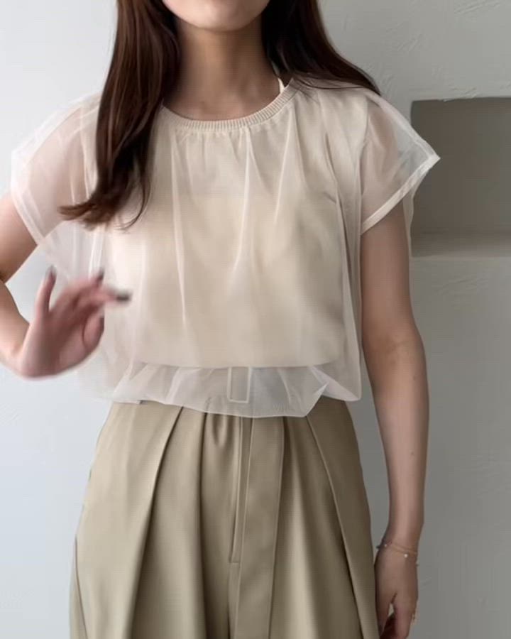 セール】【apres jour clair】チュールレイヤードタンク（タンクトップ