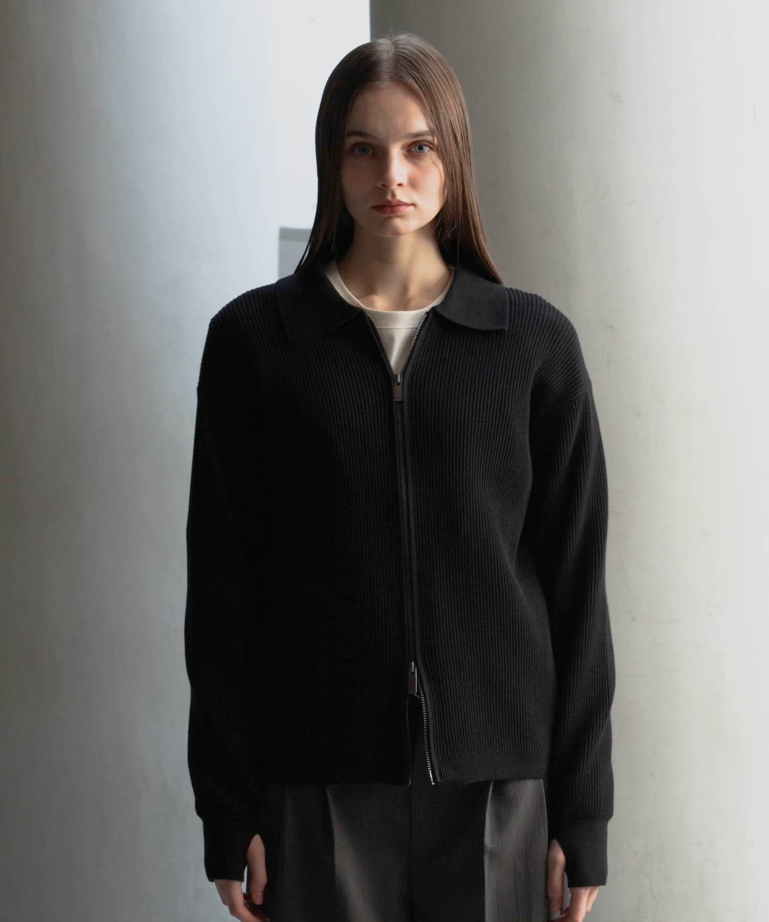 CLEL】Minimal Collar Drivers Knit Shirt/ ミニマルカラードライバー