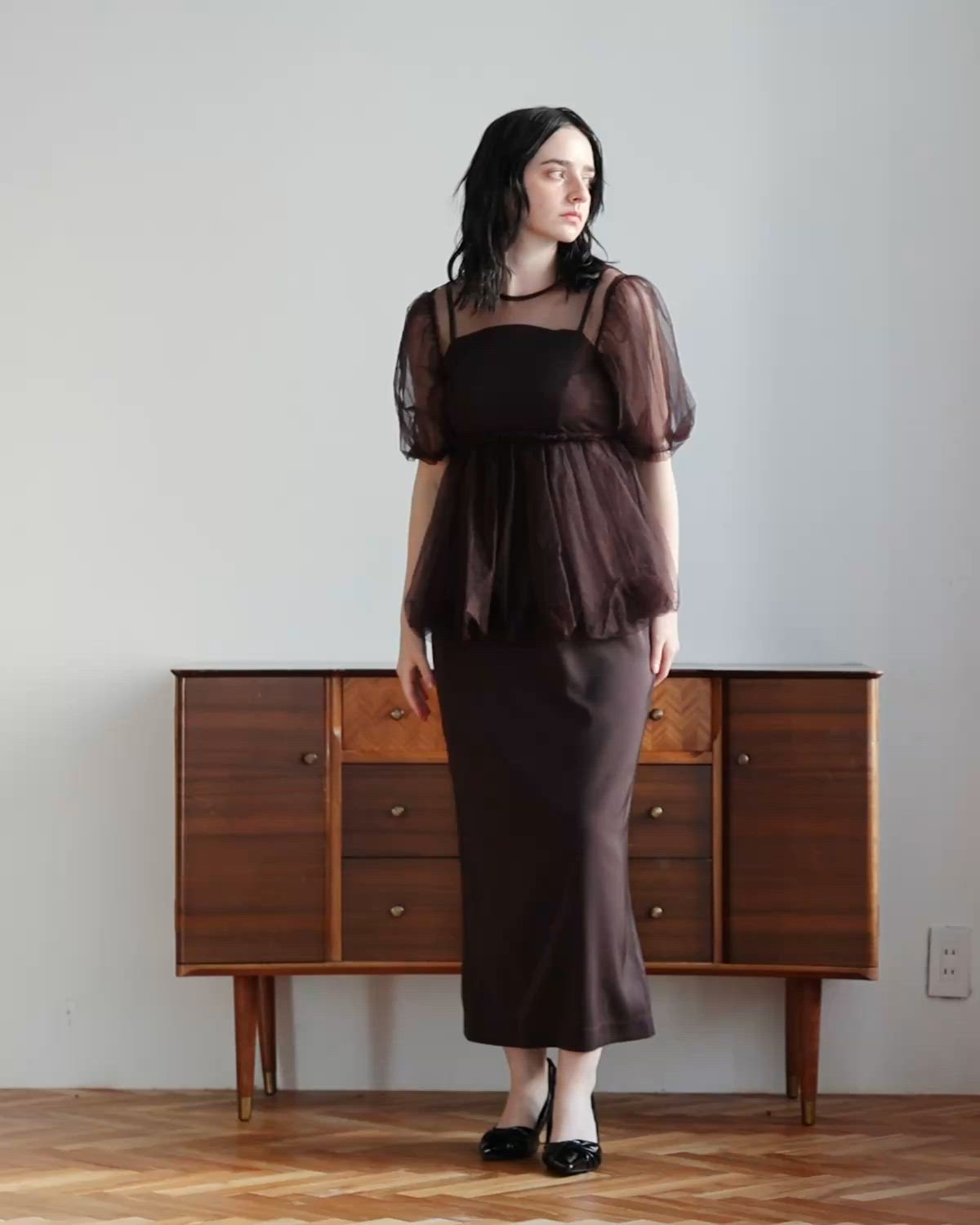 バルーンチュールレイヤードドレス パーティードレス オケージョン