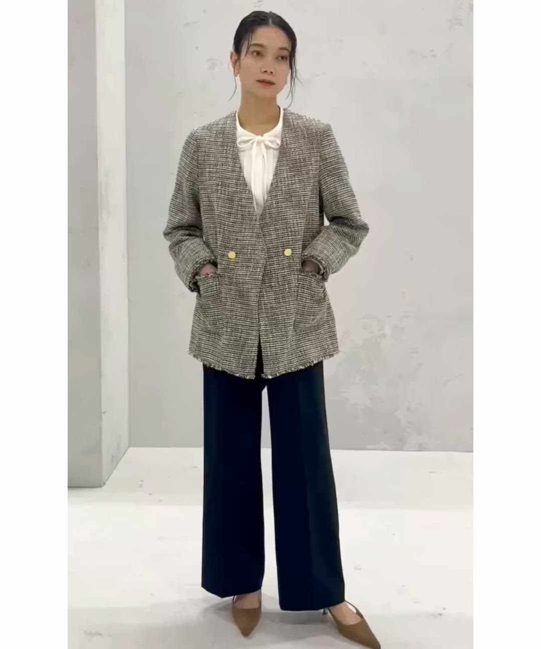 トライスピン 杢 ツイード カラーレス ジャケット（セレモニー対応可