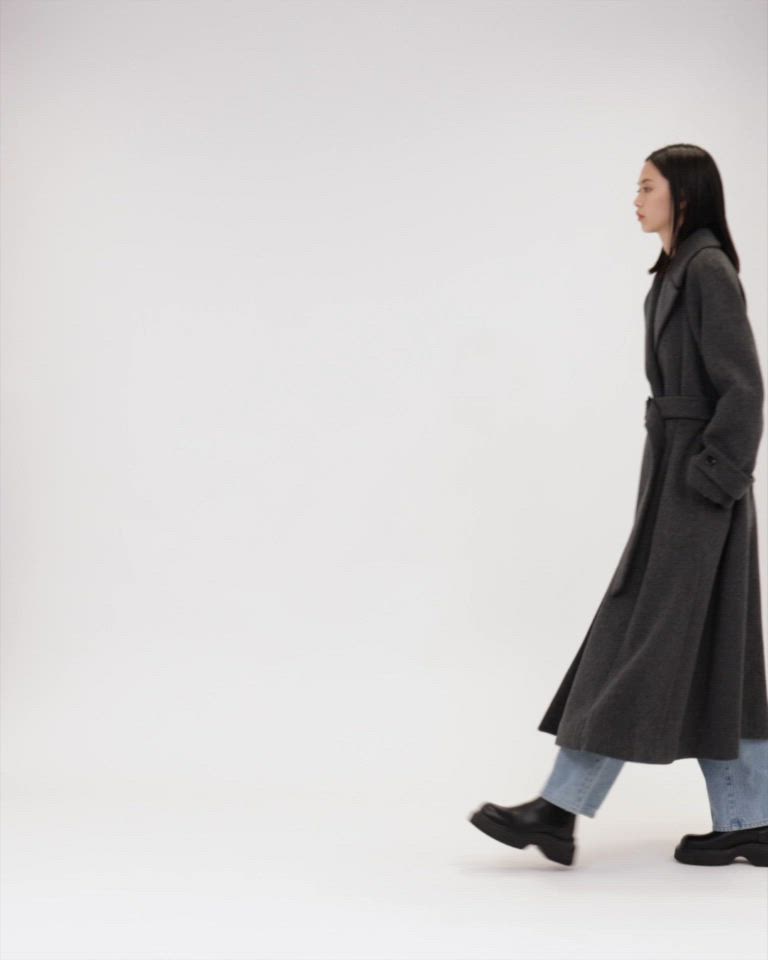 EMMEL REFINES＞EM ベルテッド フレア ロングコート（チェスターコート