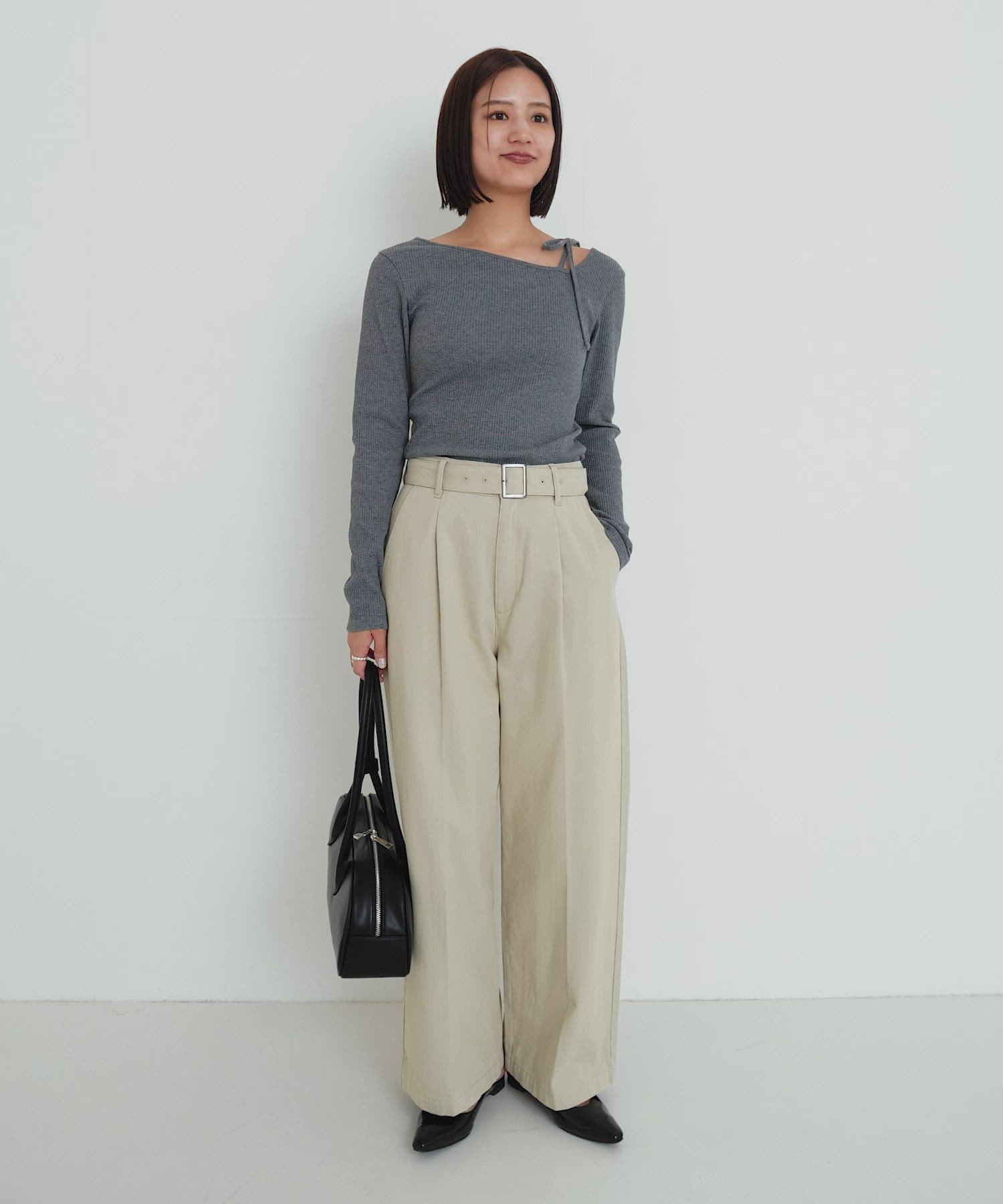3サイズ展開』ベルト付きタックワイドチノパンツ（その他パンツ