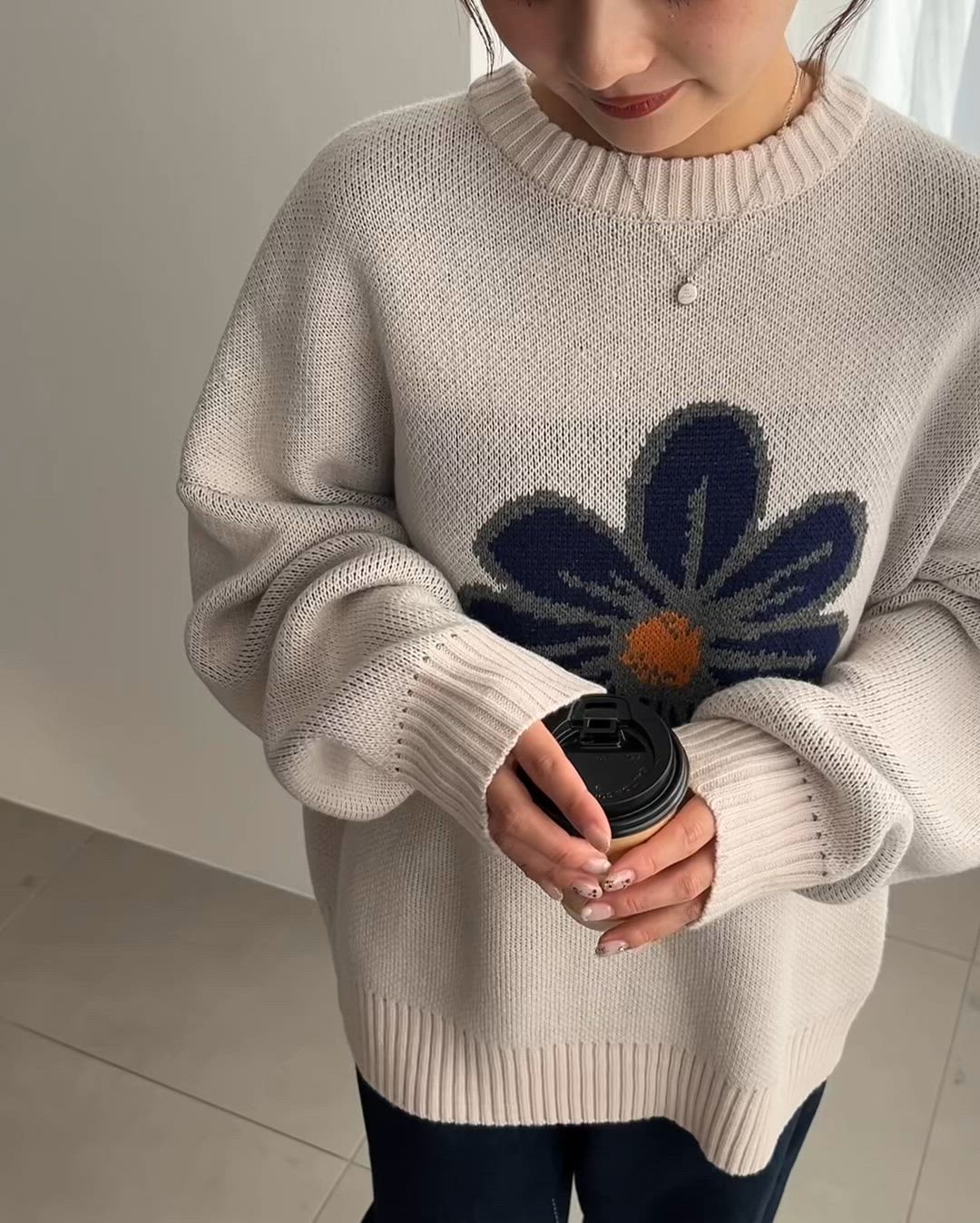 セール】【累計販売枚数2万枚突破！】5Gフラワージャガードニットプル