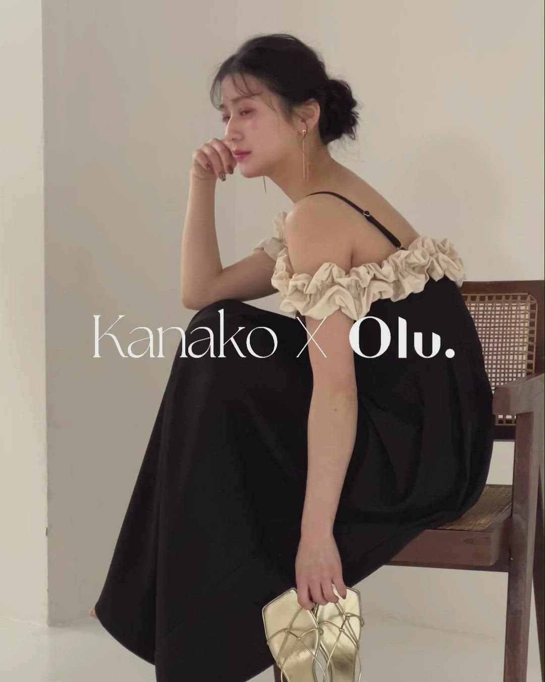 Kanako×Olu.】ショルダーフリルタックワンピース（ドレス）｜Olu