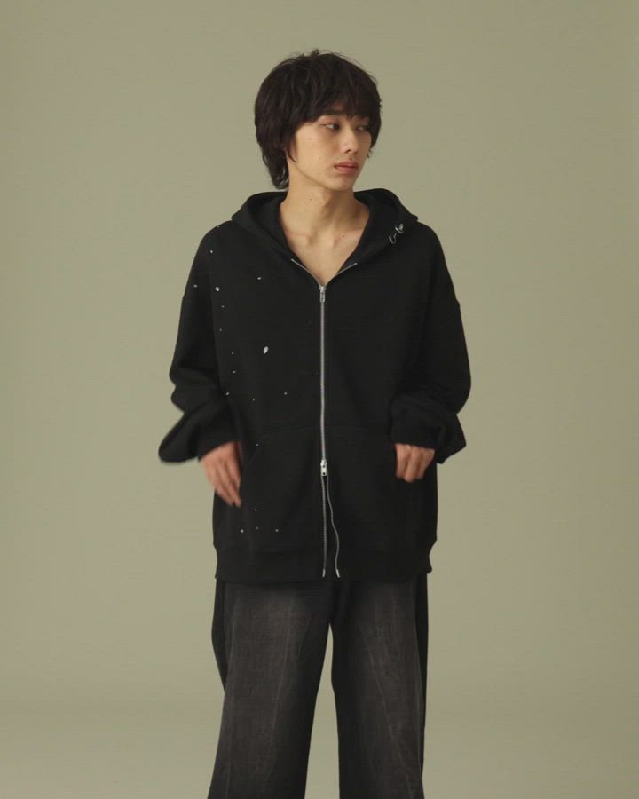 Double Zip Painted Hoodie / ダブルジップペイントパーカー（パーカー