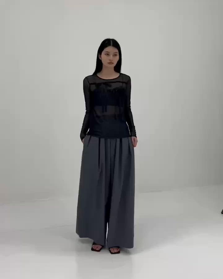 セール】【HOUGA/ホウガ】《STUDIOUS別注》SHEER RIBON SKIN TOPS