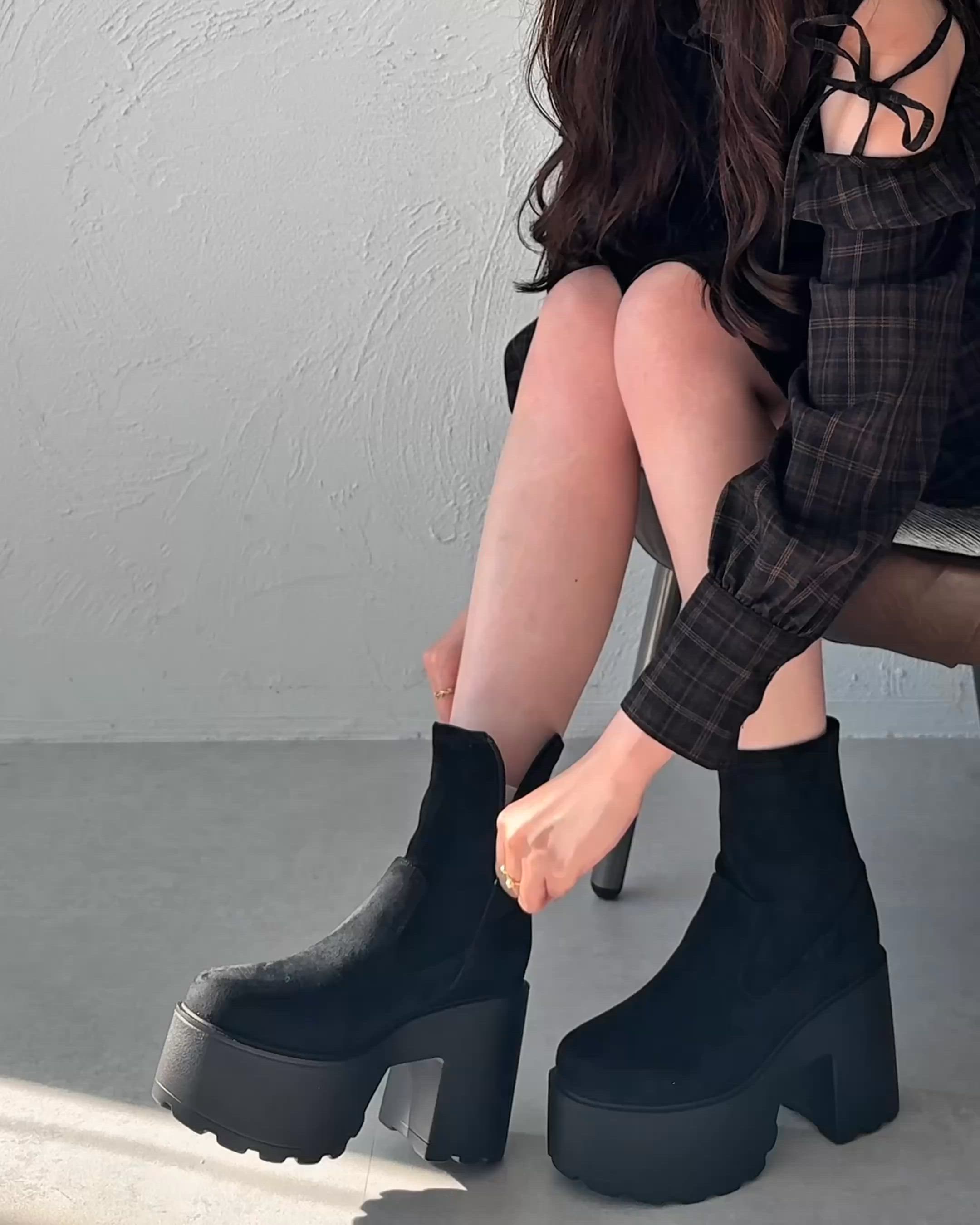 platform stretch short boots / アツゾコストレッチショートブーツ