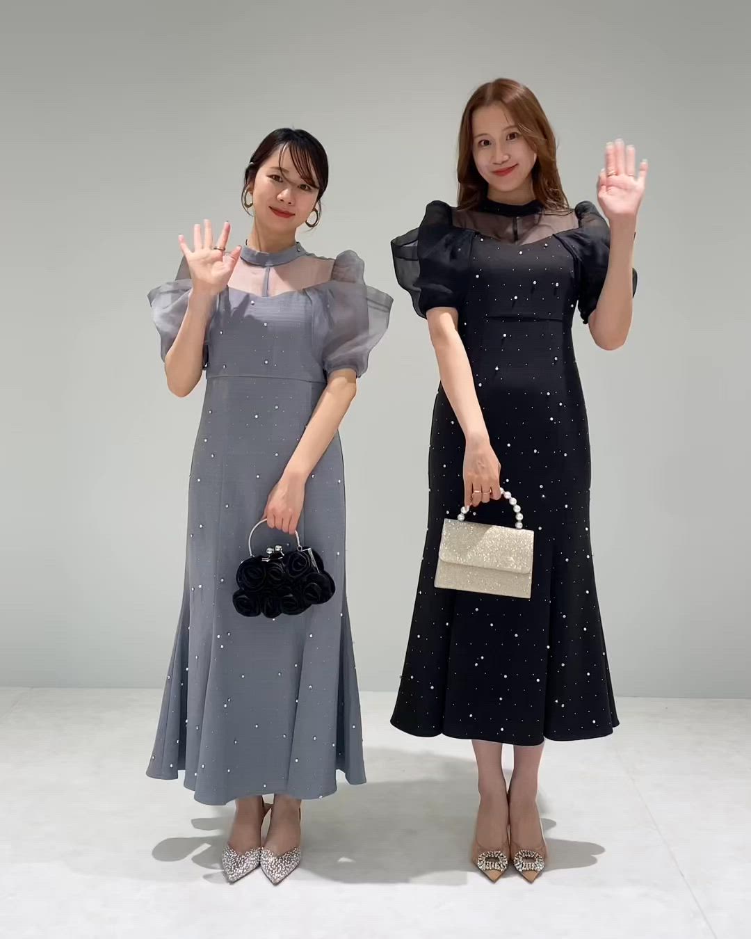 セール】【LEJA】パールビジューオーガンジーレースパフスリーブプチ