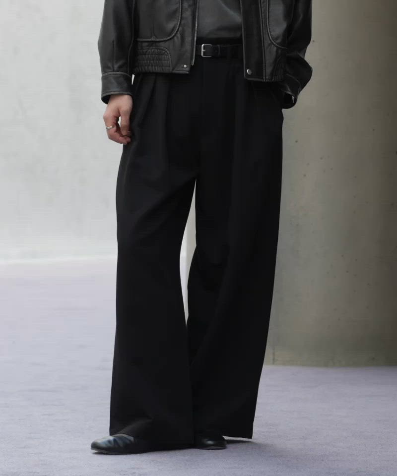 SLIGHT FLARE DOUBLE CLOTH BAGGY SLACKS（スラックス）｜WYM LIDNM