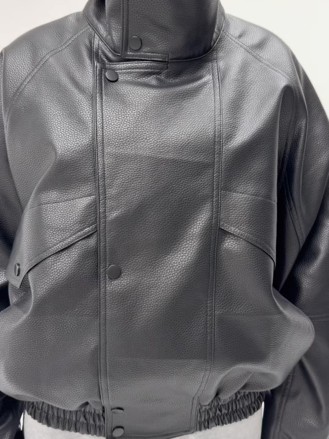 セール】スタンドカラー レザー オーバーサイズ ジャケット【2026年
