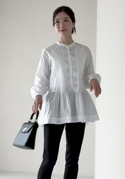 【新品】SONO ウェイビータックパールブラウス　ホワイト SONO/ソーノ】ウェイビータックパールブラウス（シャツ/ブラウス