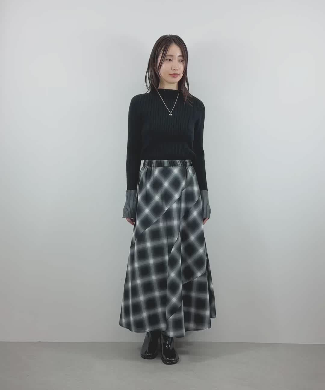 セール】チェック切り替えマキシスカート（スカート）｜Gready