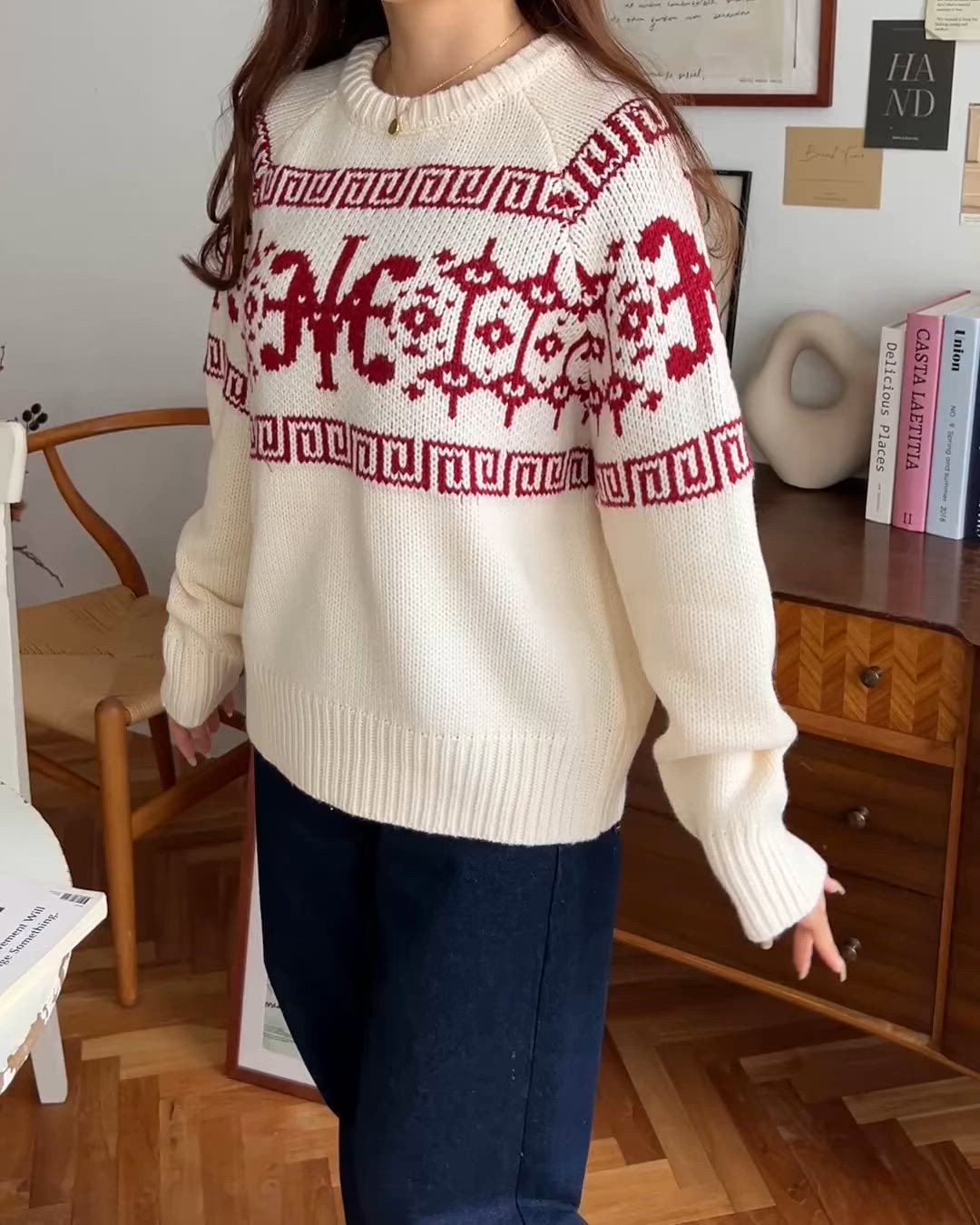 ヴィヴィアンタム ウール混 ニット セーター マオカラー 刺繍 チャイナ 1 セール】ロゴチャイナ柄Wジャガードニットプルオーバー（ニット