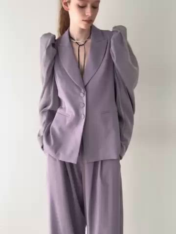 セール】パワーパフショルダージャケット（ノーカラージャケット