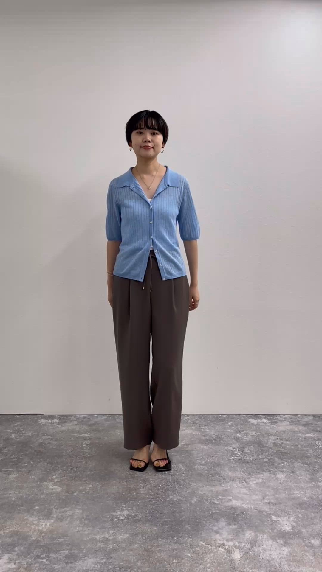 タグ付き未新品ウォッシャブルダブルクロスサテンイージーワイドパンツネイビー 38 セール】《セットアップ対応》ウォッシャブルダブルクロスサテン