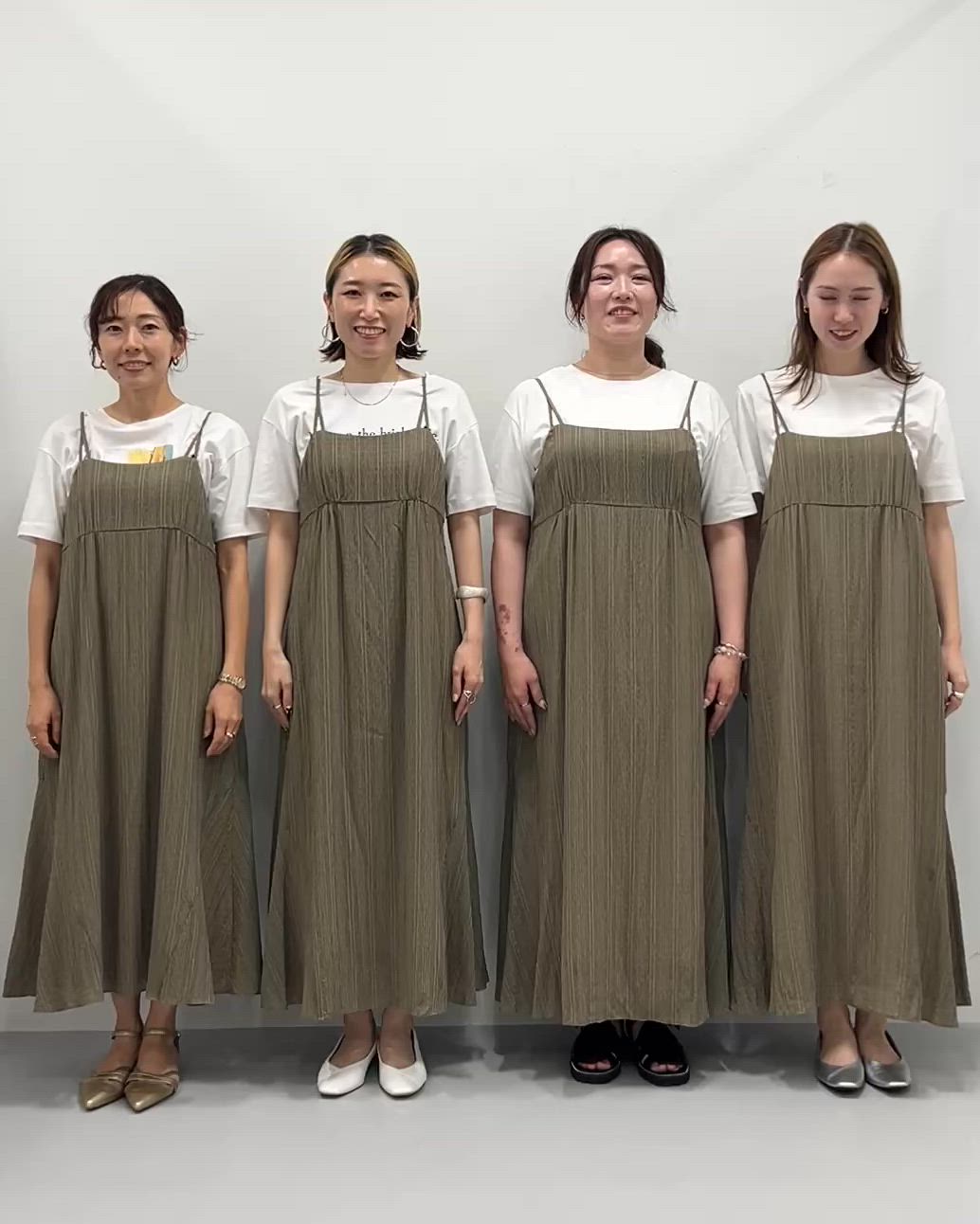 セール】【洗える／凹凸素材】シャーリング調素材キャミワンピース