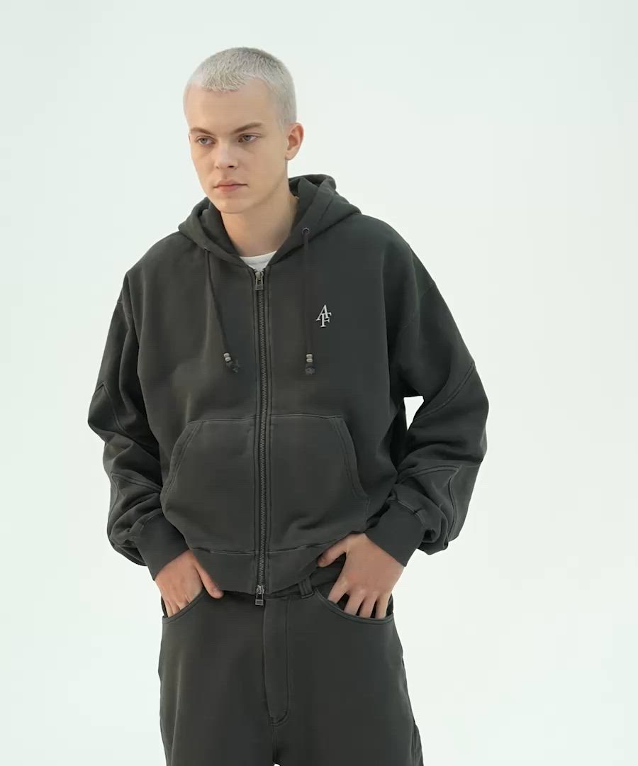 セール】【ajouter flow】af metal logo double zip-up hoodie