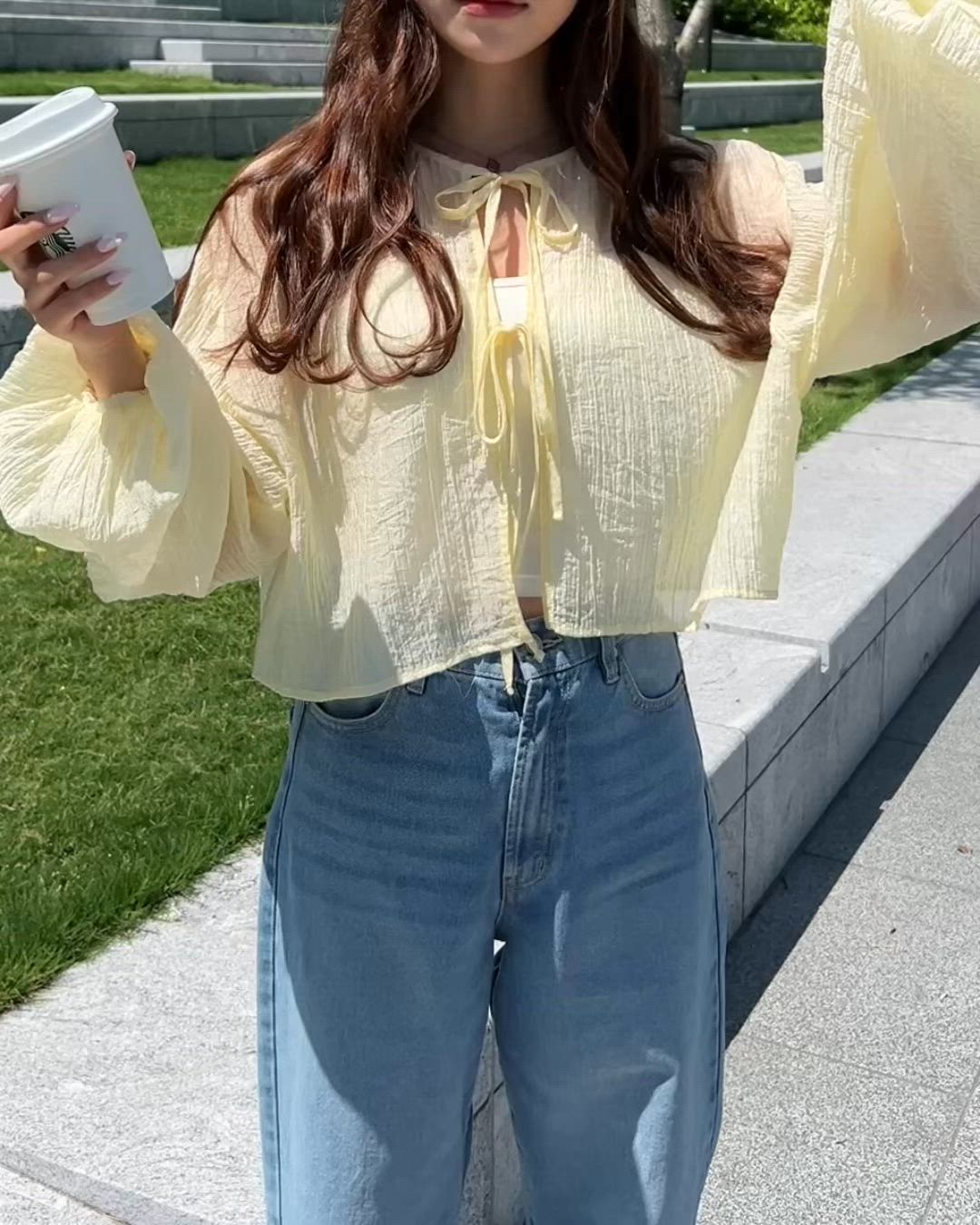 セール】N/Tワッシャー前後2WAYボリュームスリーブショート丈(45cm