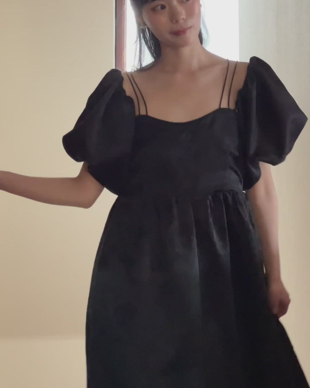 3wayジャガードパフスリーブワンピース（ドレス）｜Olu.（オルドット