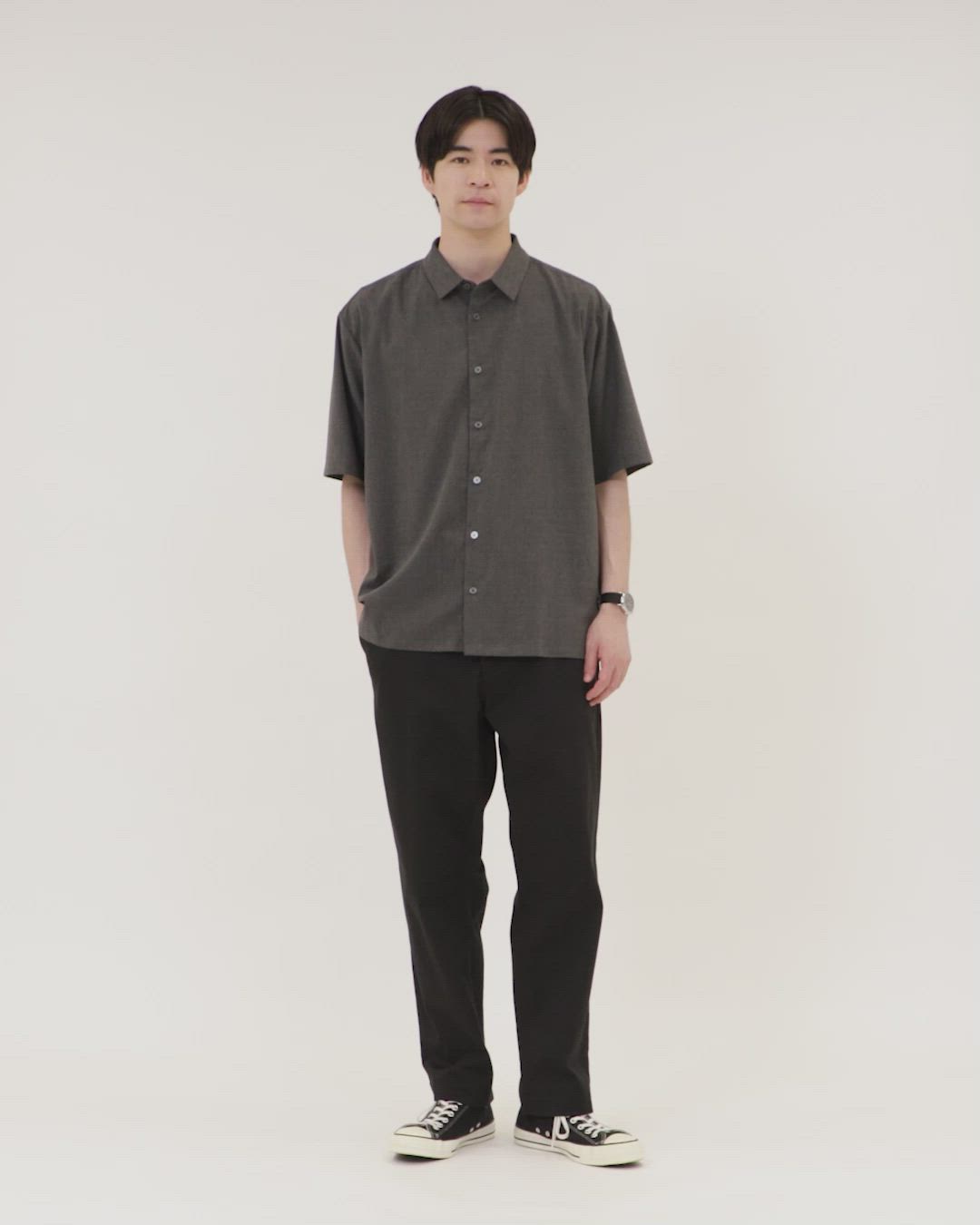 WEB限定】JUST fit ウールライク ボックス シルエット 半袖 シャツ