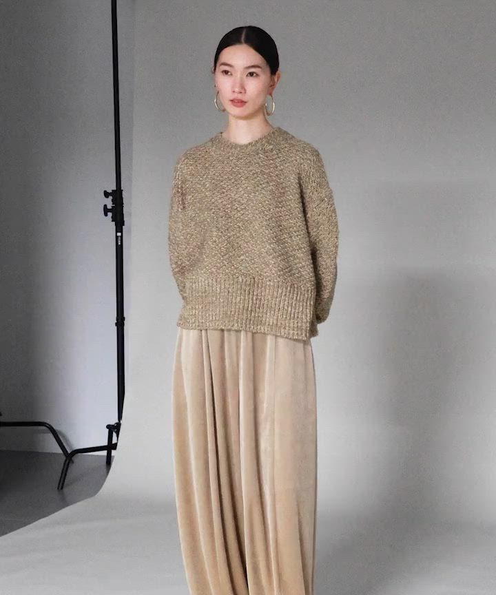 Curensology カノコアミ MIXニットプルオーバー ベージュ Curensology(カレンソロジー)/カノコアミMIXニットプルオーバー