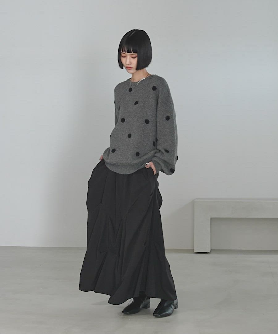 『未使用』ドットジャガードニットプルオーバー　LOWRYS FARM グレー セール】ドットジャガードニットプルオーバー 625139（ニット/セーター