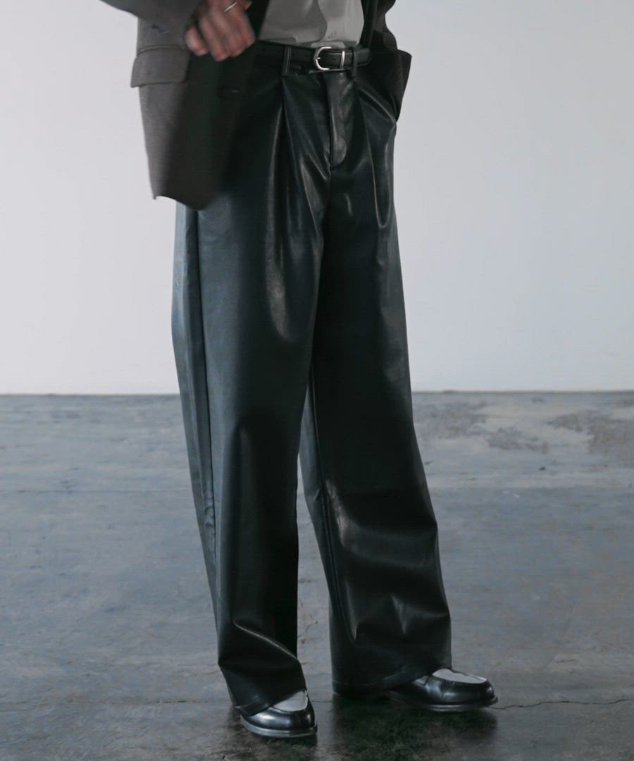 セール】【LURAKU】Leather Wide Pants / レザーワイドパンツ（その他